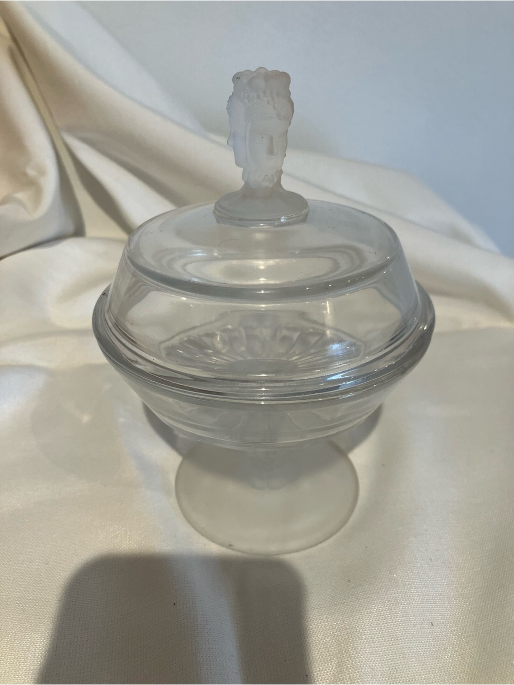 Duncan Miller Three Face Pattern Covered Compote